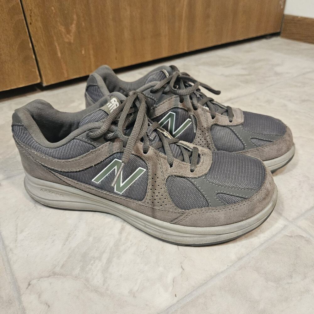New Balance 877 MW877GT Men's 7.5 D Gray Suede Walking Shoes Assembled In USA